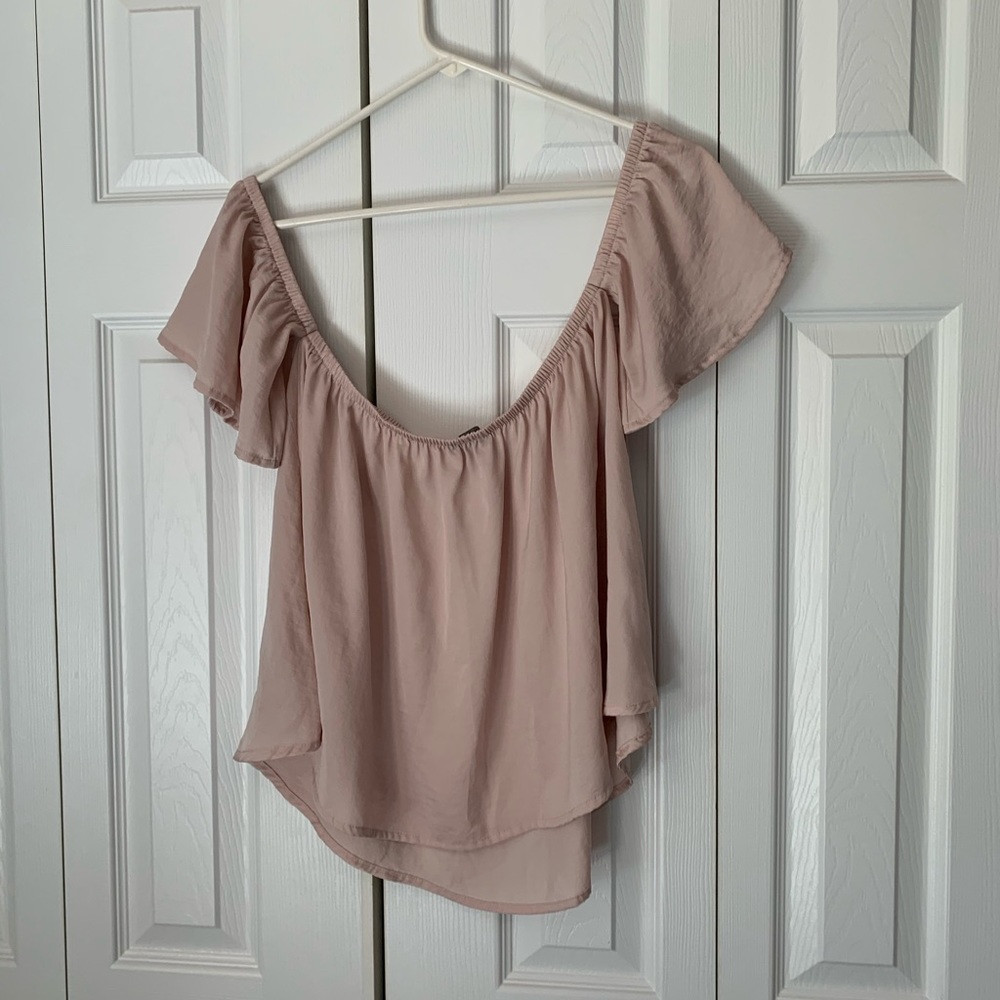 Off the shoulder pale pink top